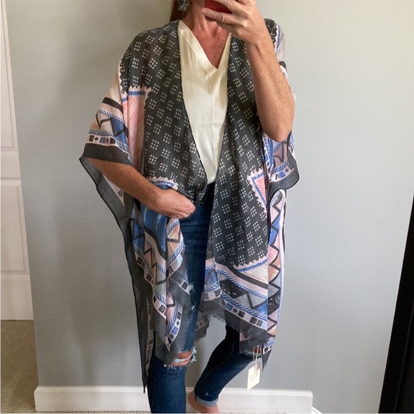 Accessories - Geo Print Boho Kimono